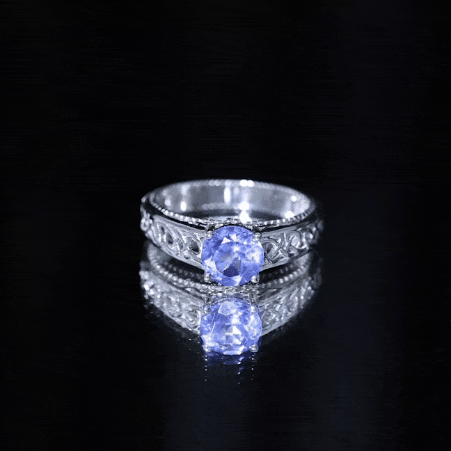 1.5 Carat Lab Created Tanzanite Engagement Ring with Celtic Design