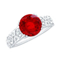 Vintage Inspired Lab Created Ruby Solitaire Engagement Ring