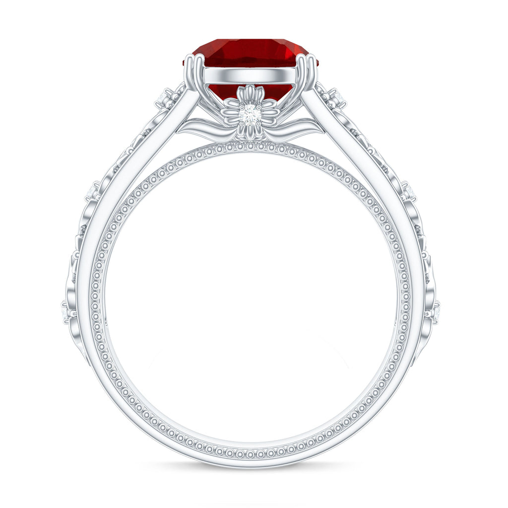 Vintage Inspired Lab Created Ruby Solitaire Engagement Ring