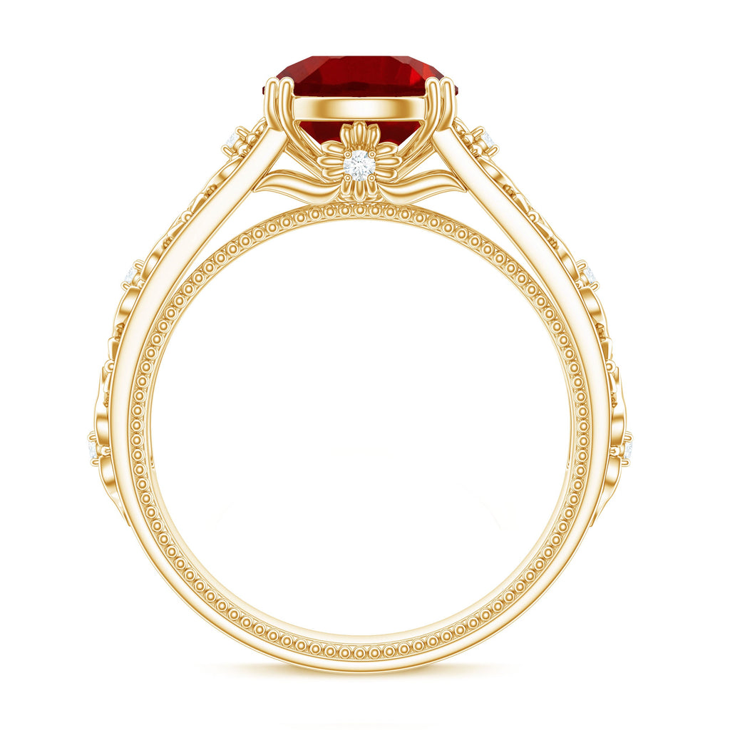 Vintage Inspired Lab Created Ruby Solitaire Engagement Ring