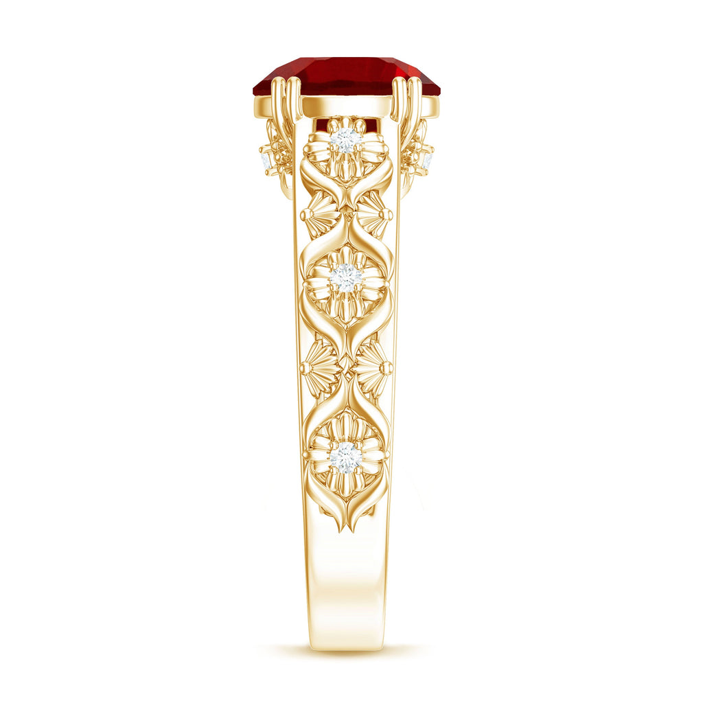 Vintage Inspired Lab Created Ruby Solitaire Engagement Ring