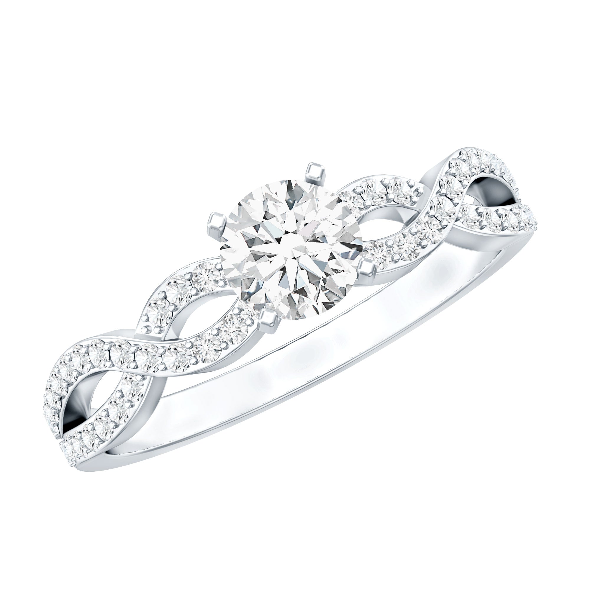 1 CT Round Shape Moissanite Crossover Infinity Ring
