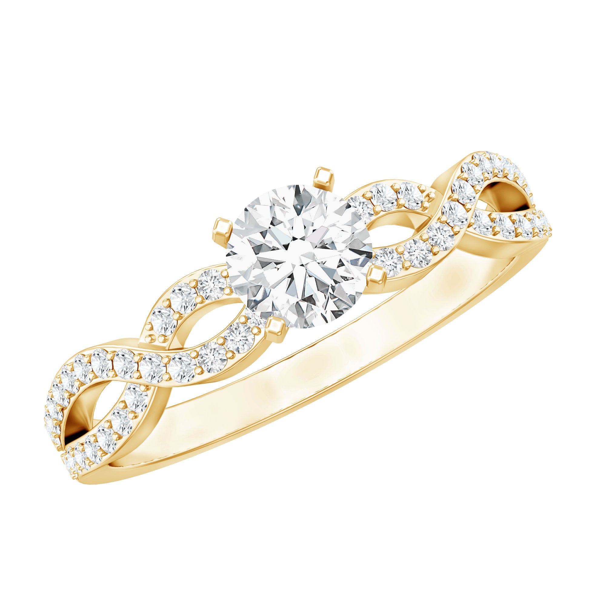 1 CT Round Shape Moissanite Crossover Infinity Ring