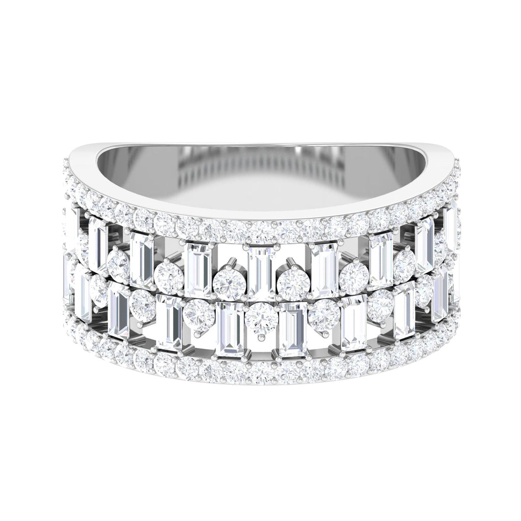 Designer Round and Baguette Cut Zircon Wedding Band