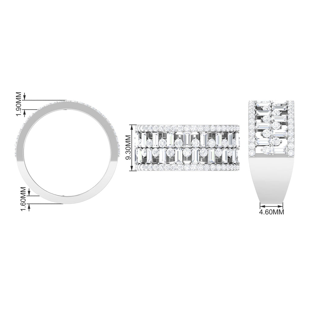Designer Round and Baguette Cut Zircon Wedding Band