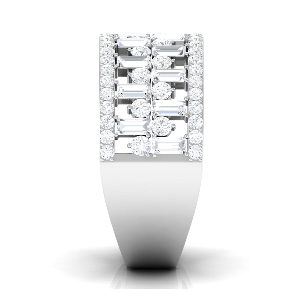Designer Round and Baguette Cut Zircon Wedding Band