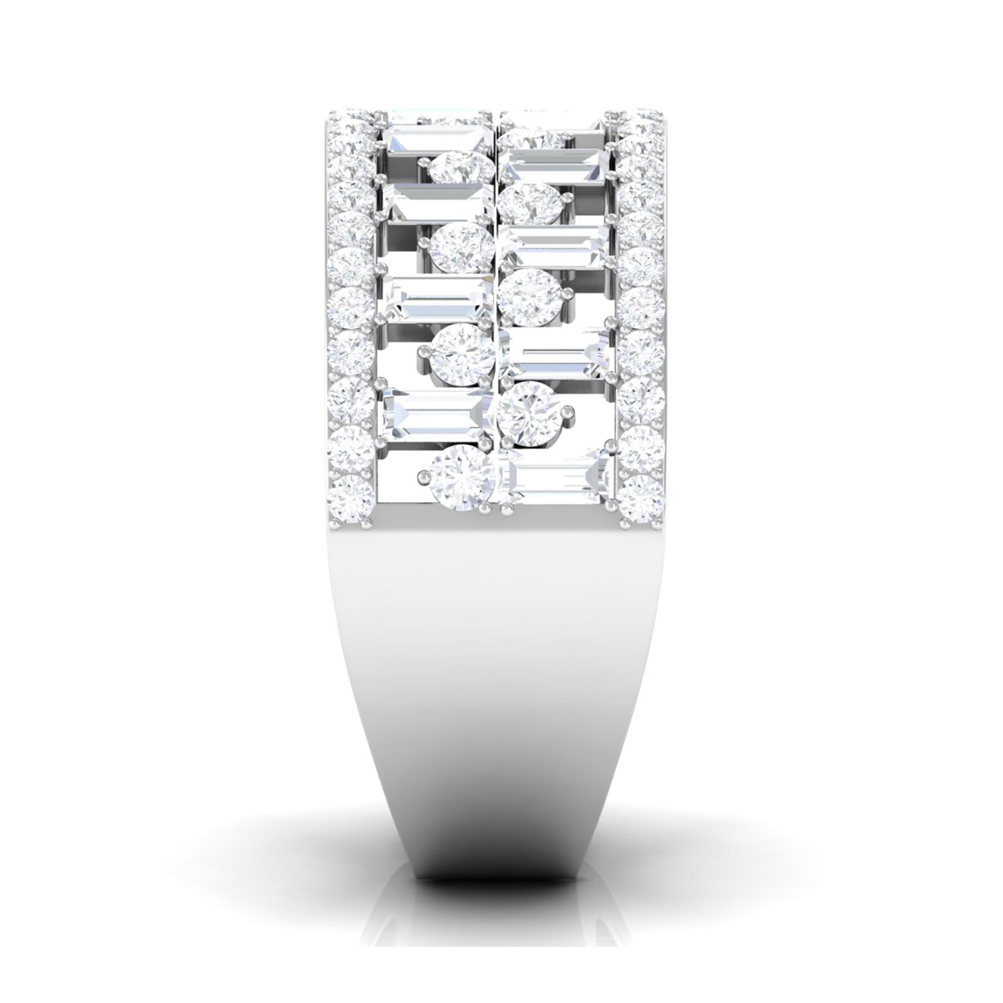 Designer Round and Baguette Cut Zircon Wedding Band