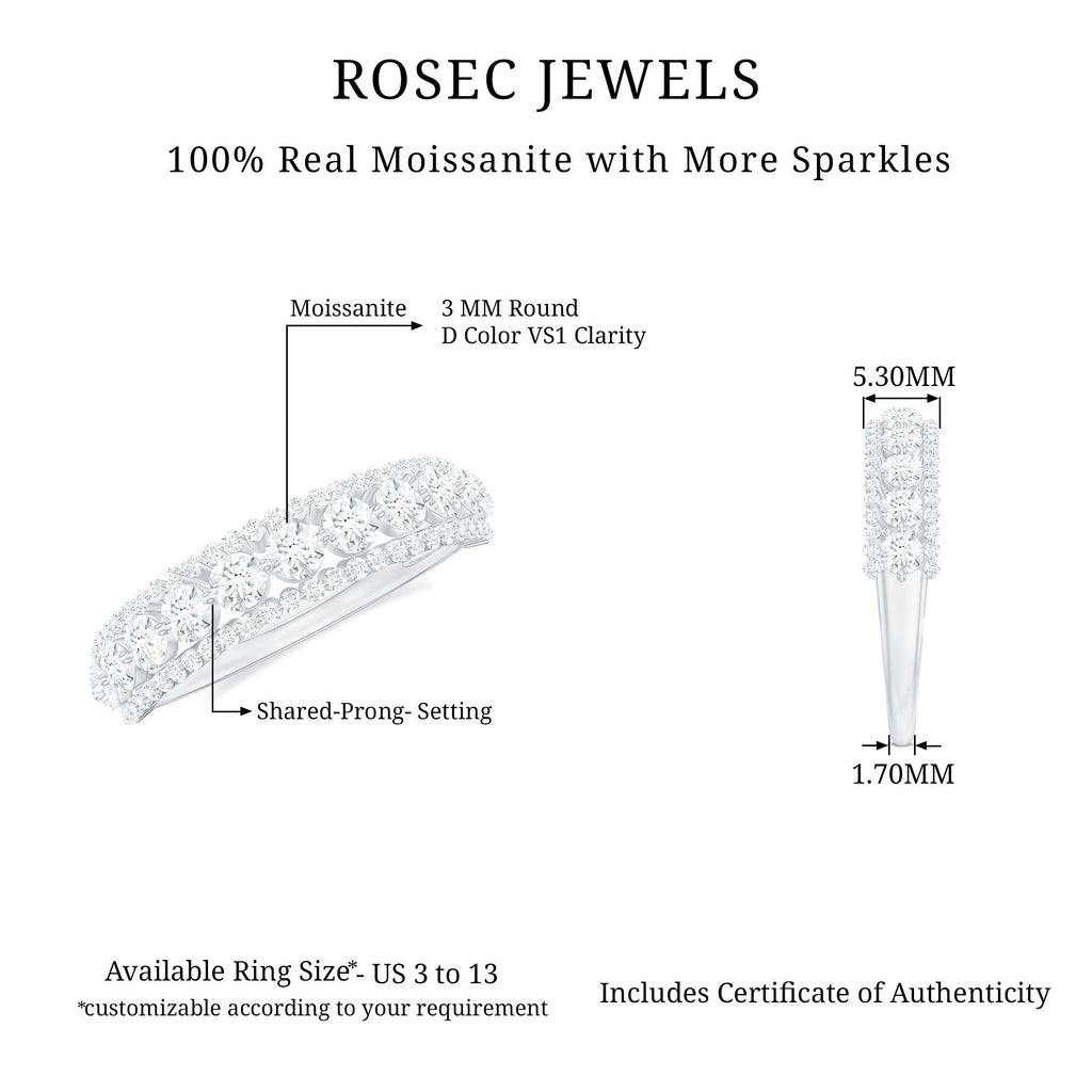 Round Shape Moissanite Half Eternity Wedding Band