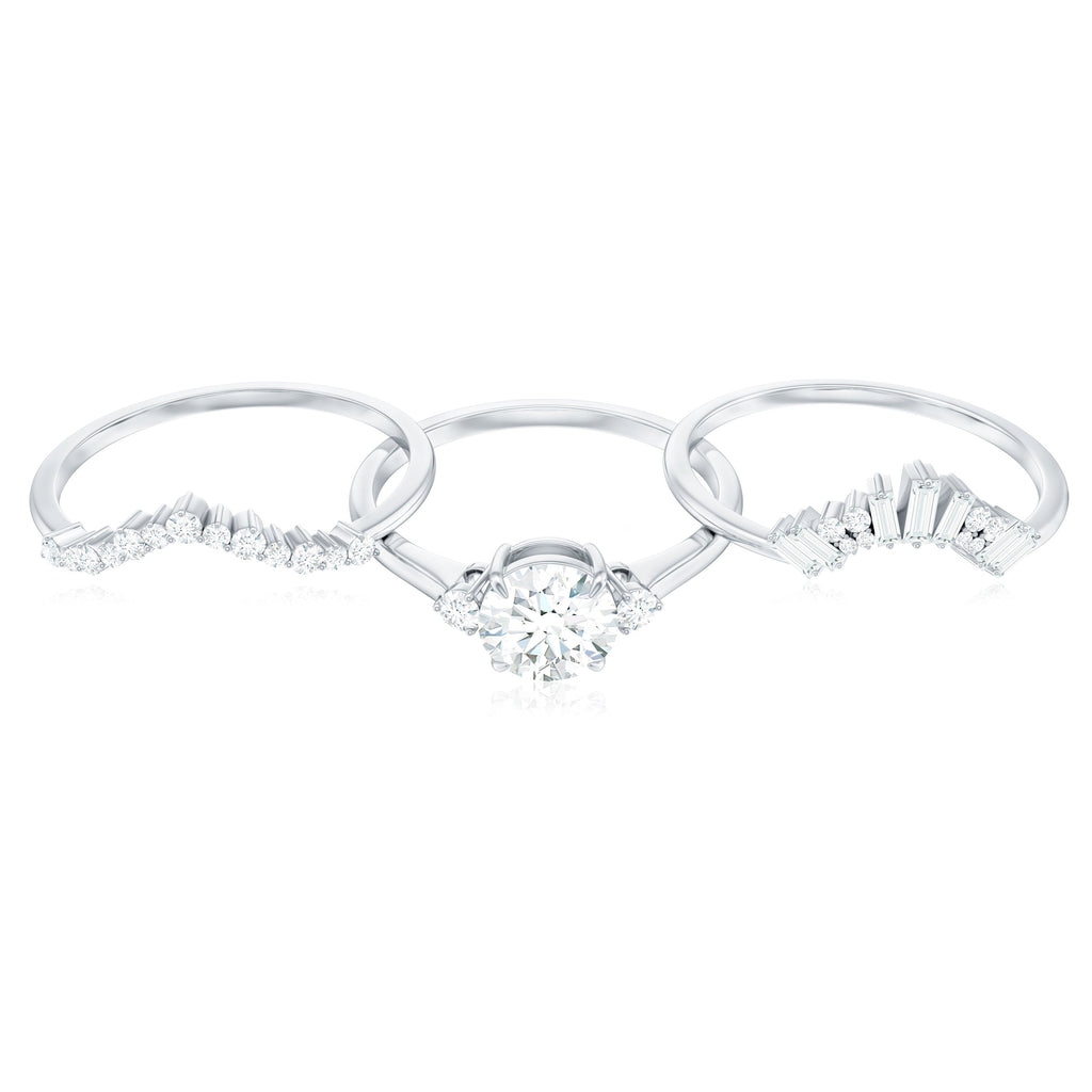 Vintage Inspired Moissanite 3 Piece Wedding Ring Sets
