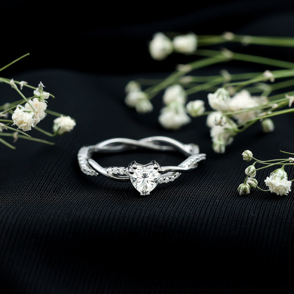 Heart Shape Moissanite Solitaire Promise Ring