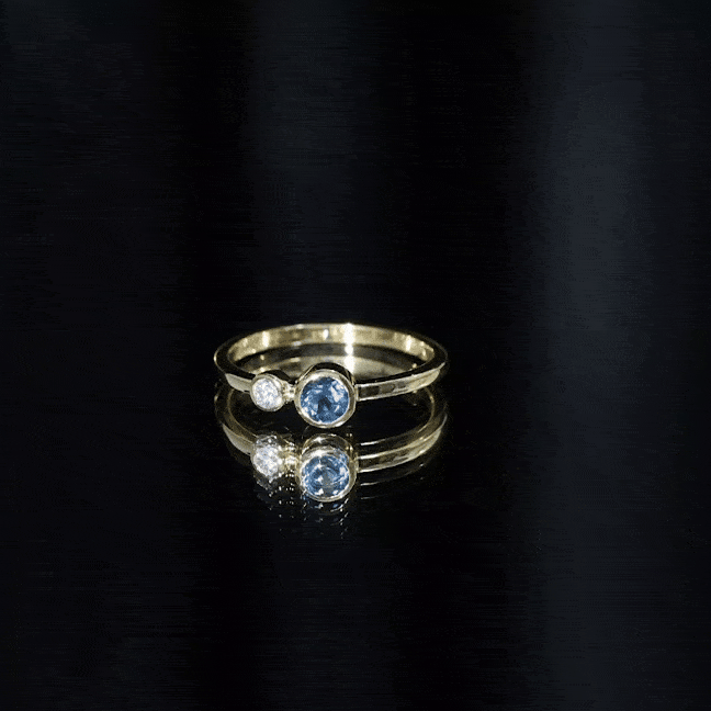 5mm Round London Blue Topaz Two Stone Promise Ring For Her