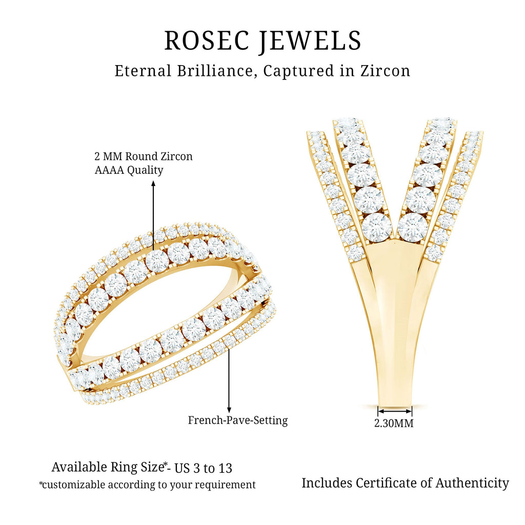 1.5 CT Cubic Zirconia Designer Cocktail Ring in Gold