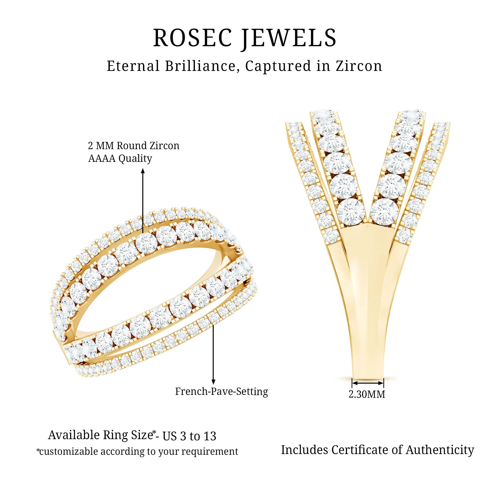 1.5 CT Cubic Zirconia Designer Cocktail Ring in Gold