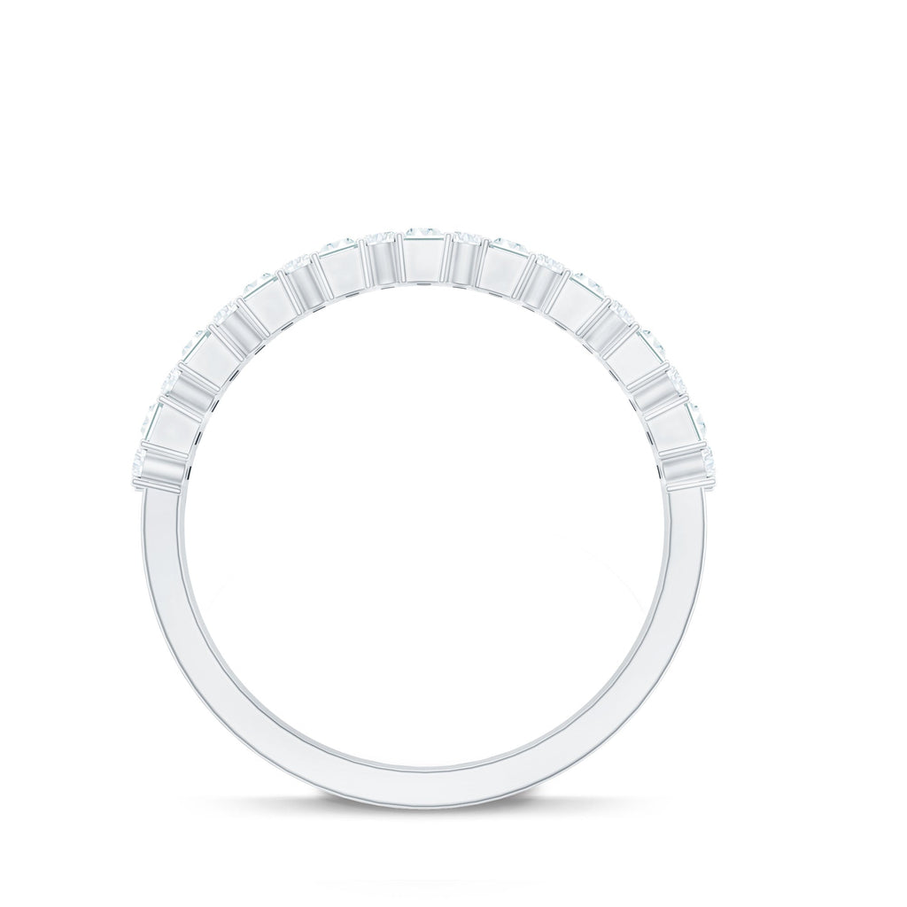 Baguette and Round Certified Moissanite Half Eternity Band Ring