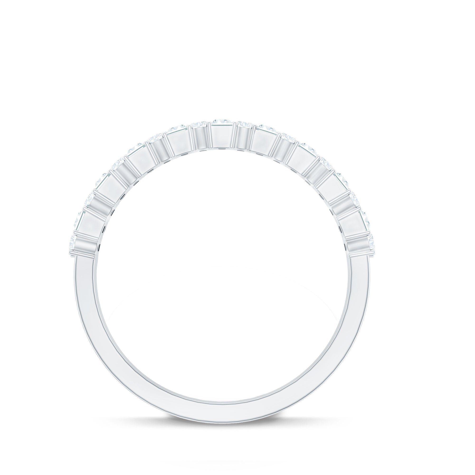 Baguette and Round Certified Moissanite Half Eternity Band Ring