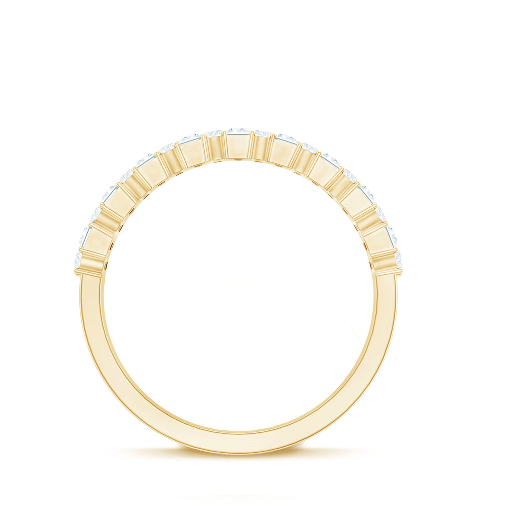 Baguette and Round Certified Moissanite Half Eternity Band Ring