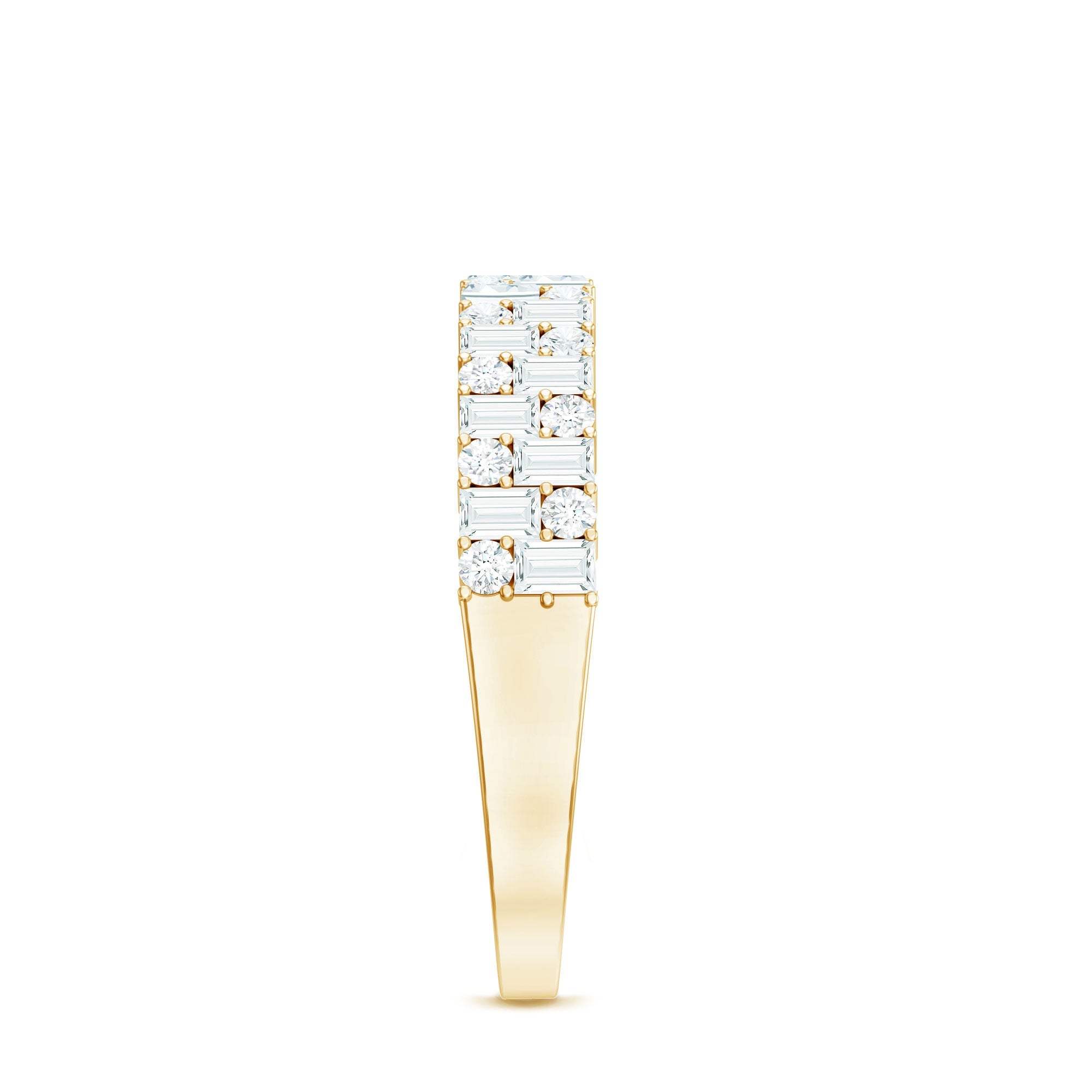 Baguette and Round Certified Moissanite Half Eternity Band Ring