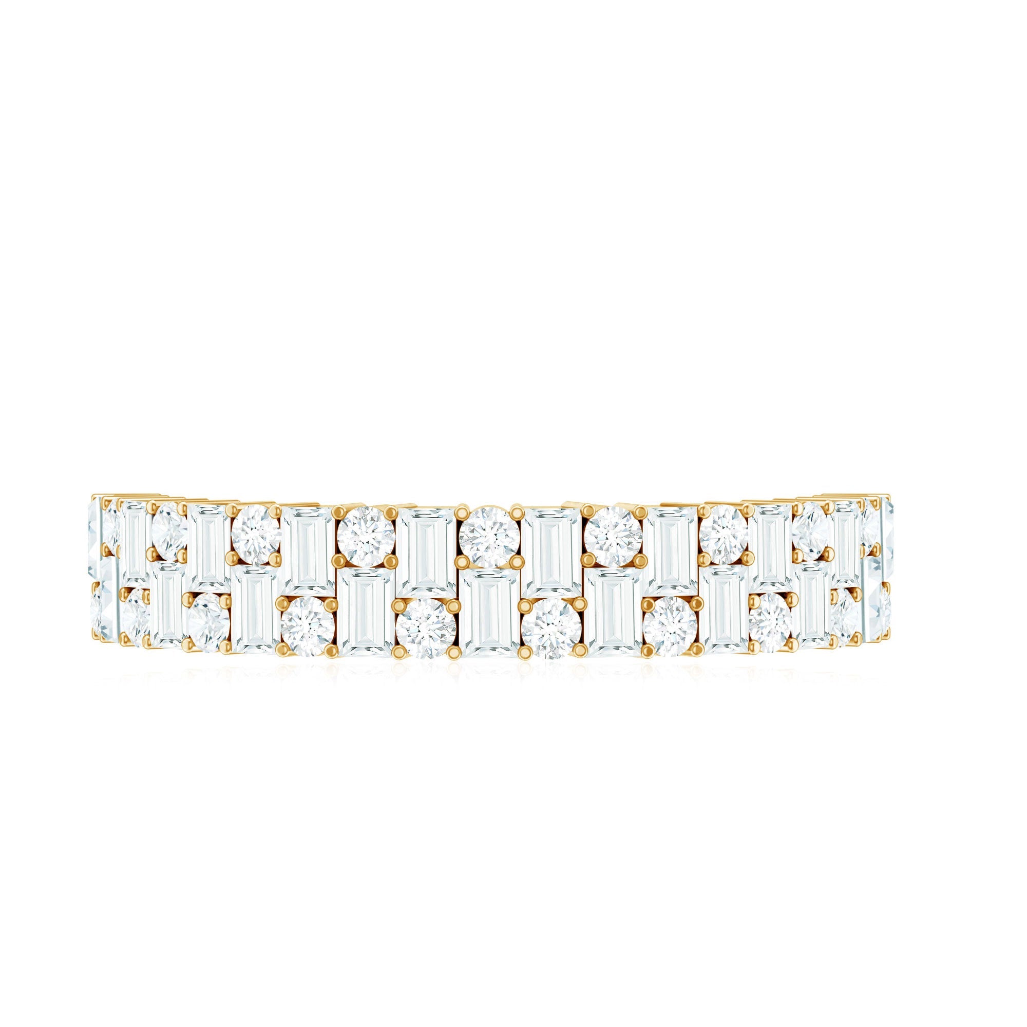 Baguette and Round Certified Moissanite Half Eternity Band Ring