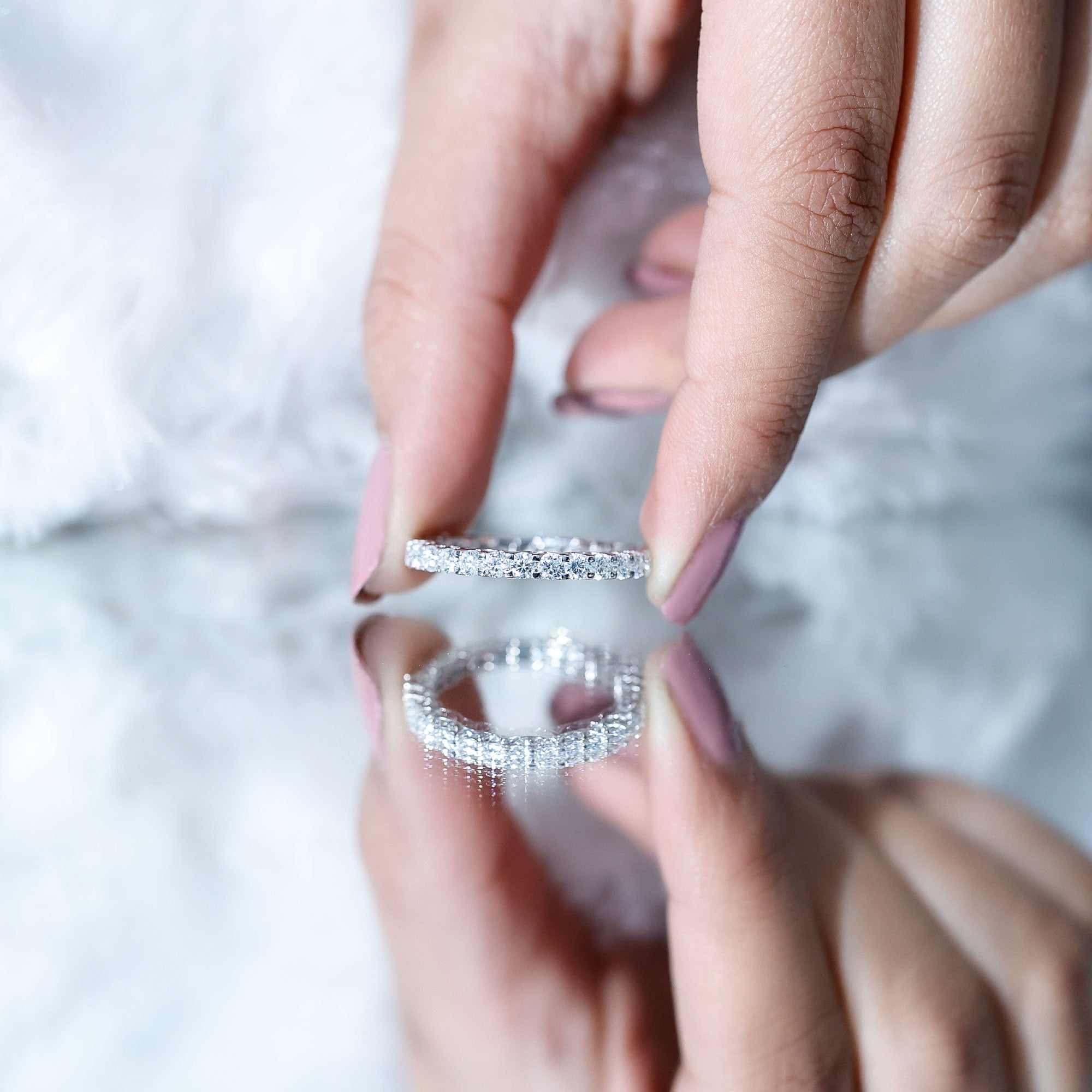 1.50 CT Certified Zircon Gold Full Eternity Ring