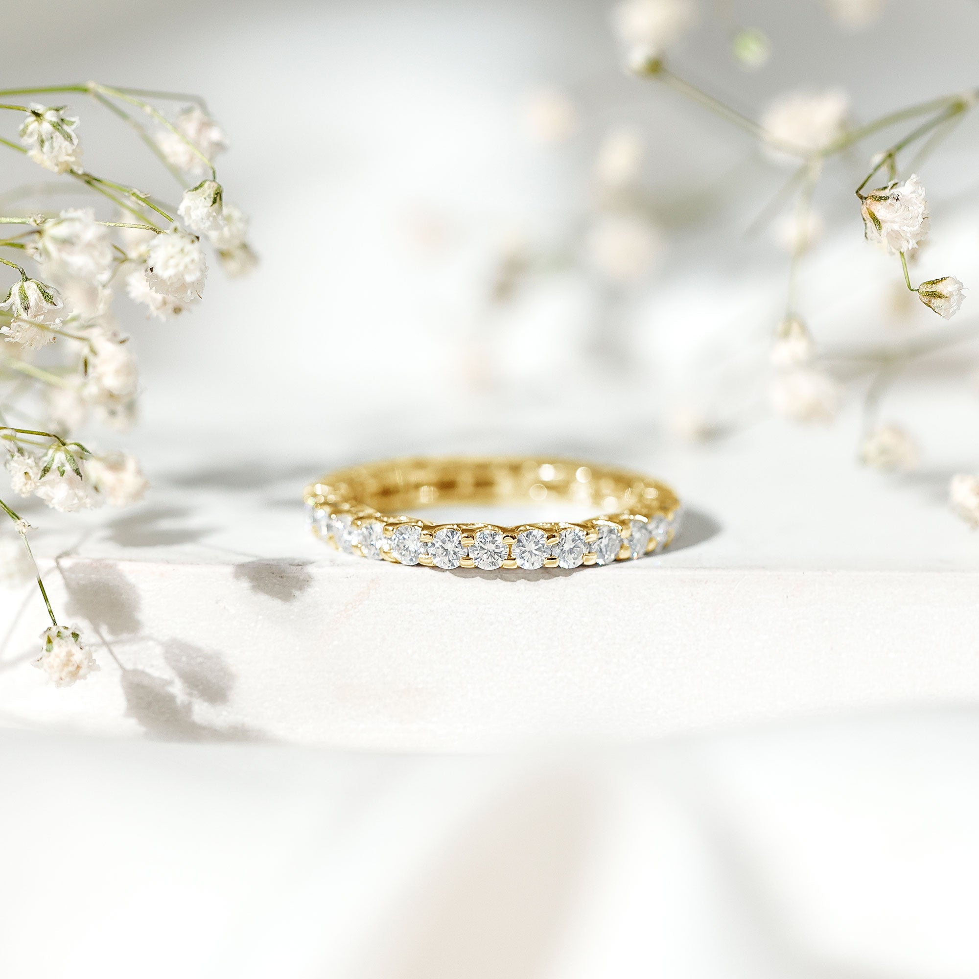 1.50 CT Certified Zircon Gold Full Eternity Ring