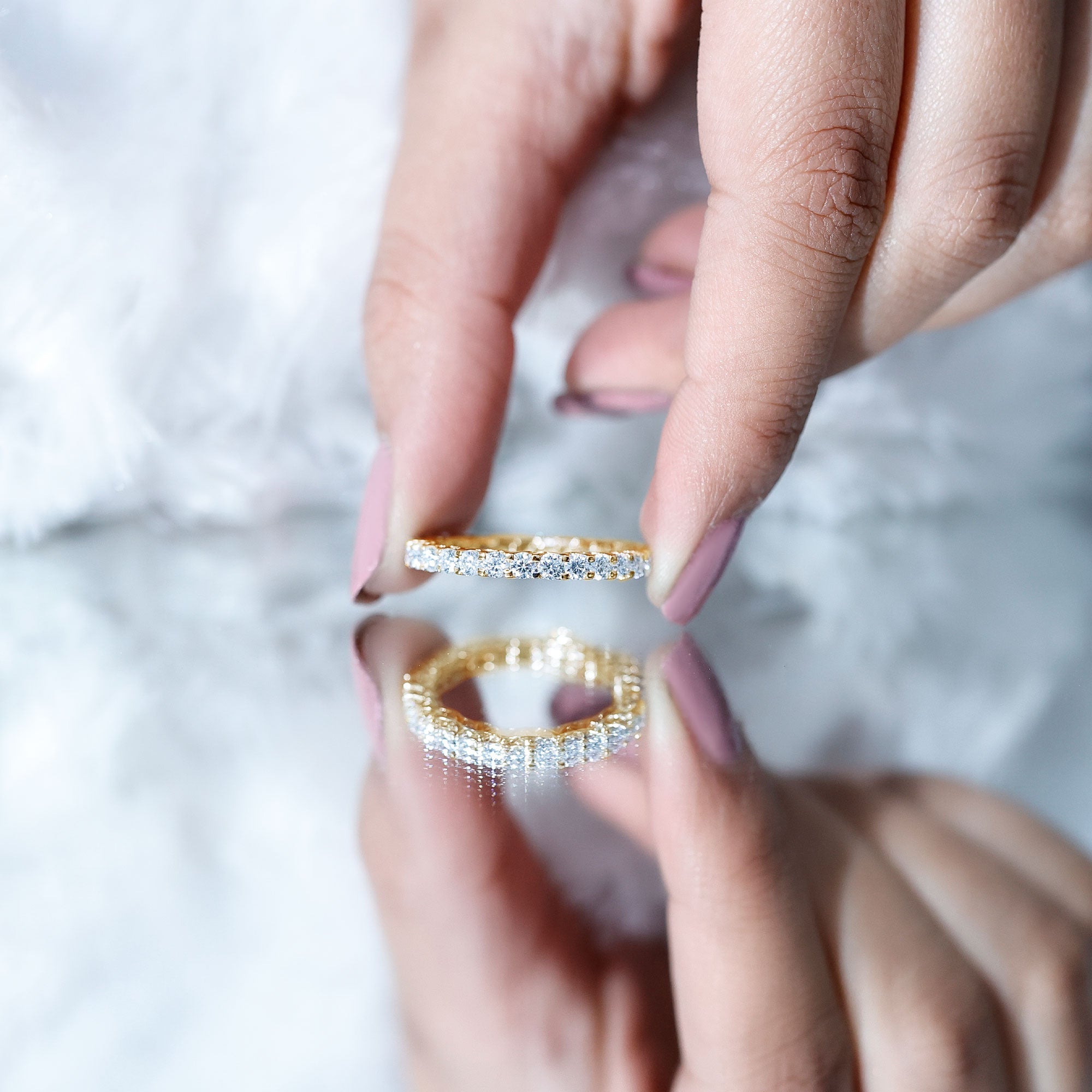 1.50 CT Certified Zircon Gold Full Eternity Ring