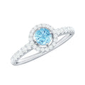 Certified Natural Aquamarine Engagement Ring with Diamond Halo