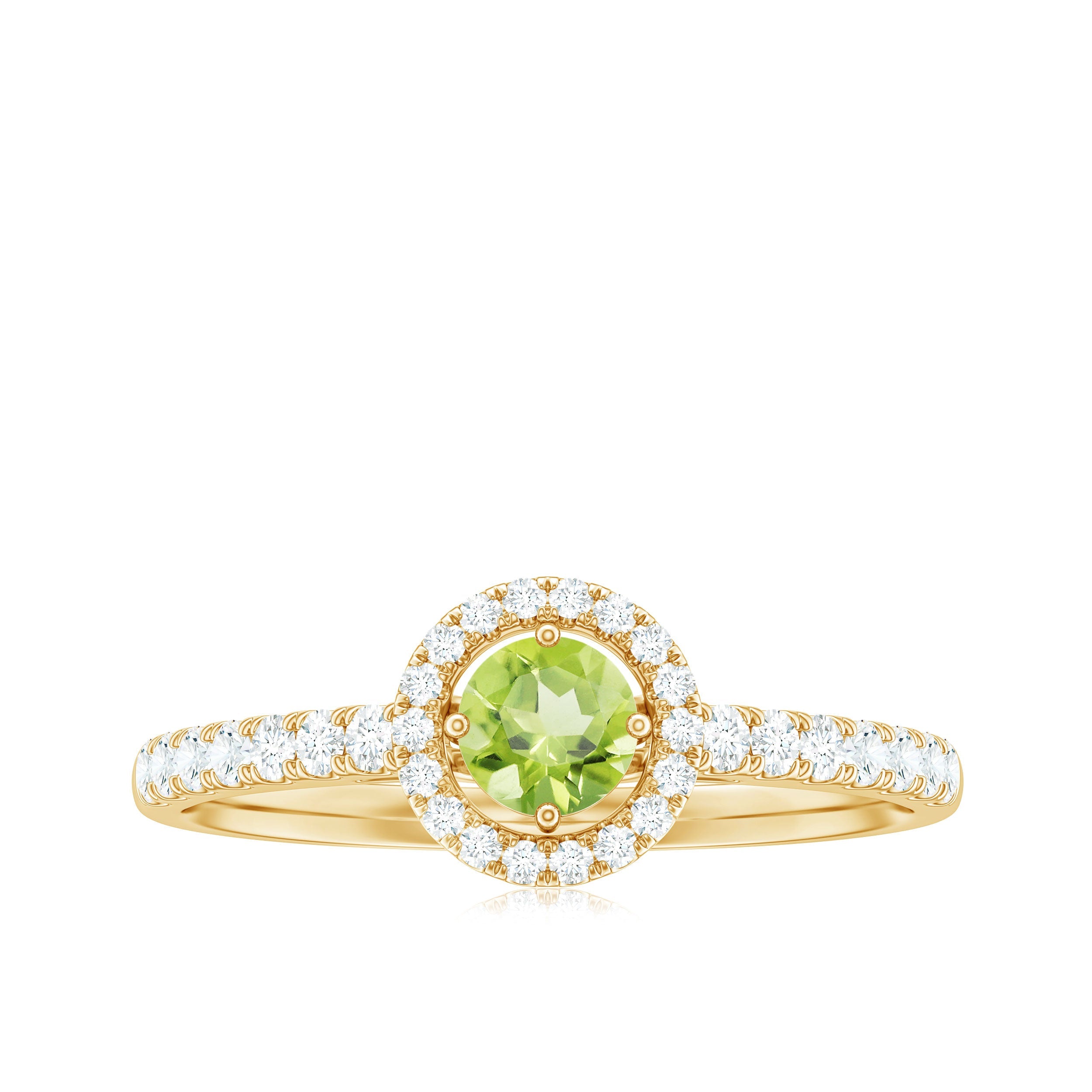 Genuine Half Carat Peridot Engagement Ring with Diamond Halo