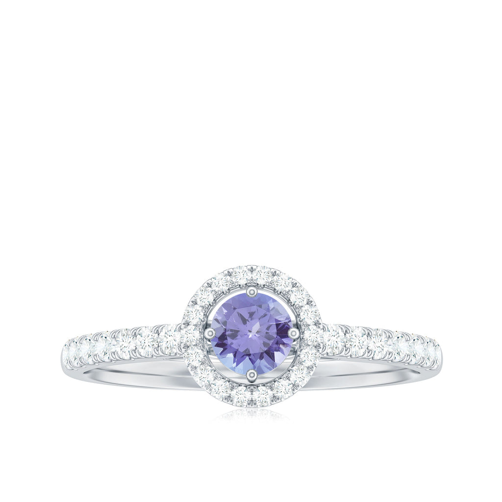 Natural Tanzanite and Diamond Promise Ring for Engagement