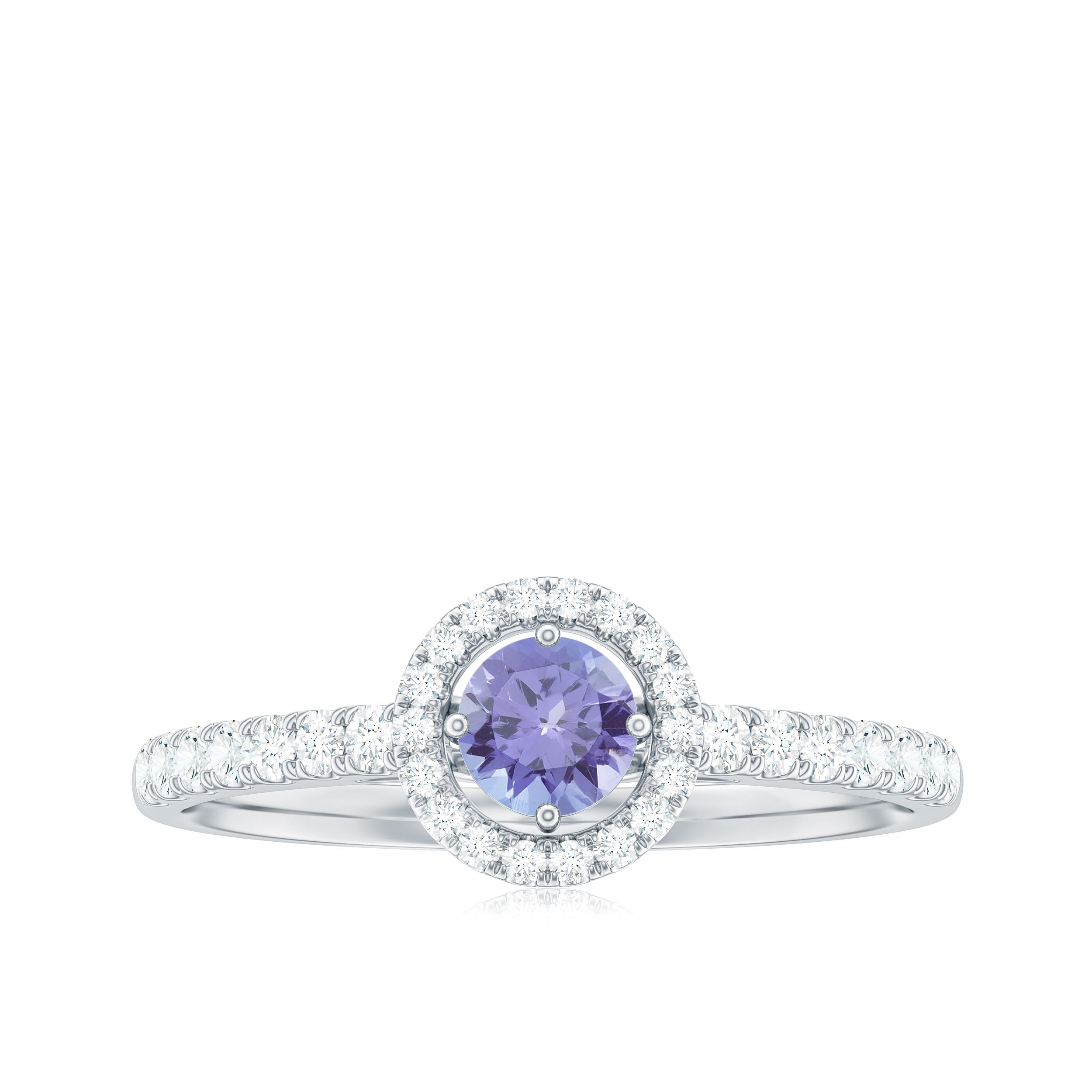 Natural Tanzanite and Diamond Promise Ring for Engagement