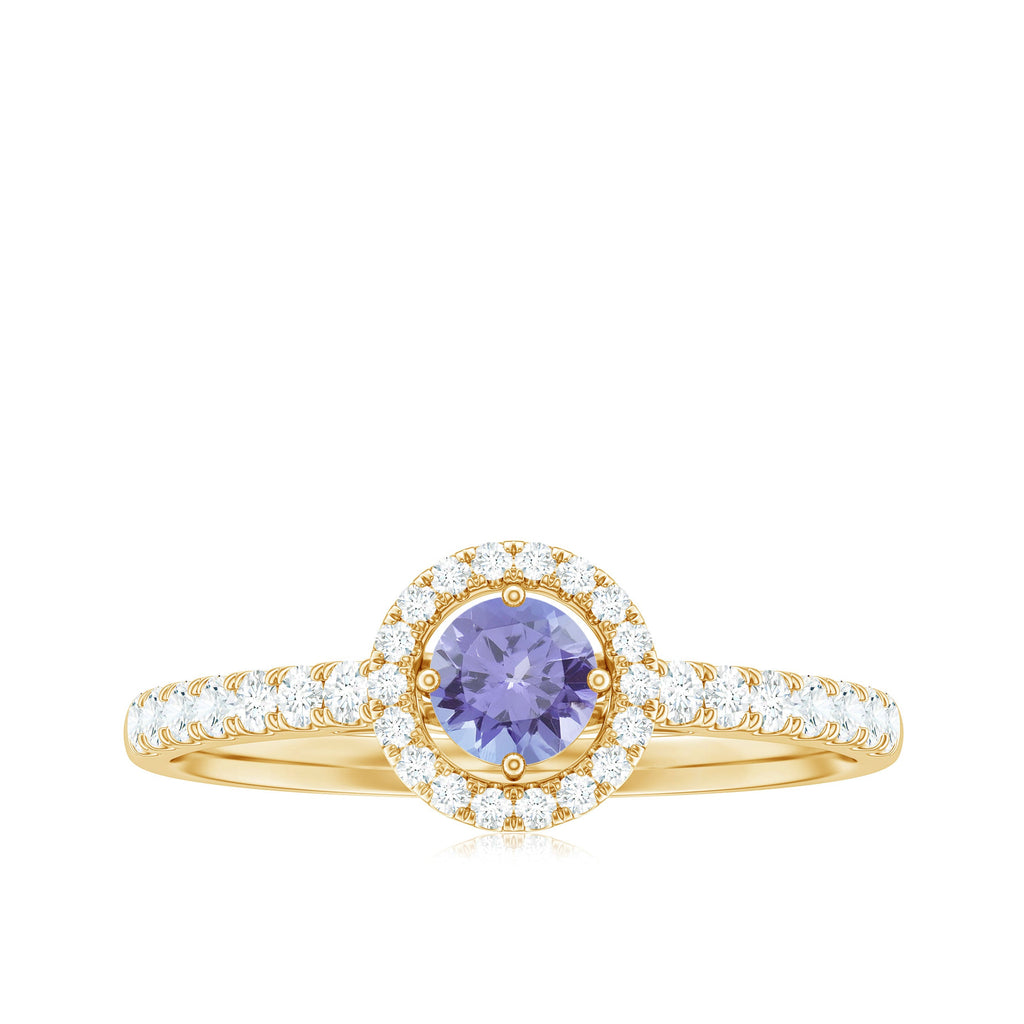Natural Tanzanite and Diamond Promise Ring for Engagement