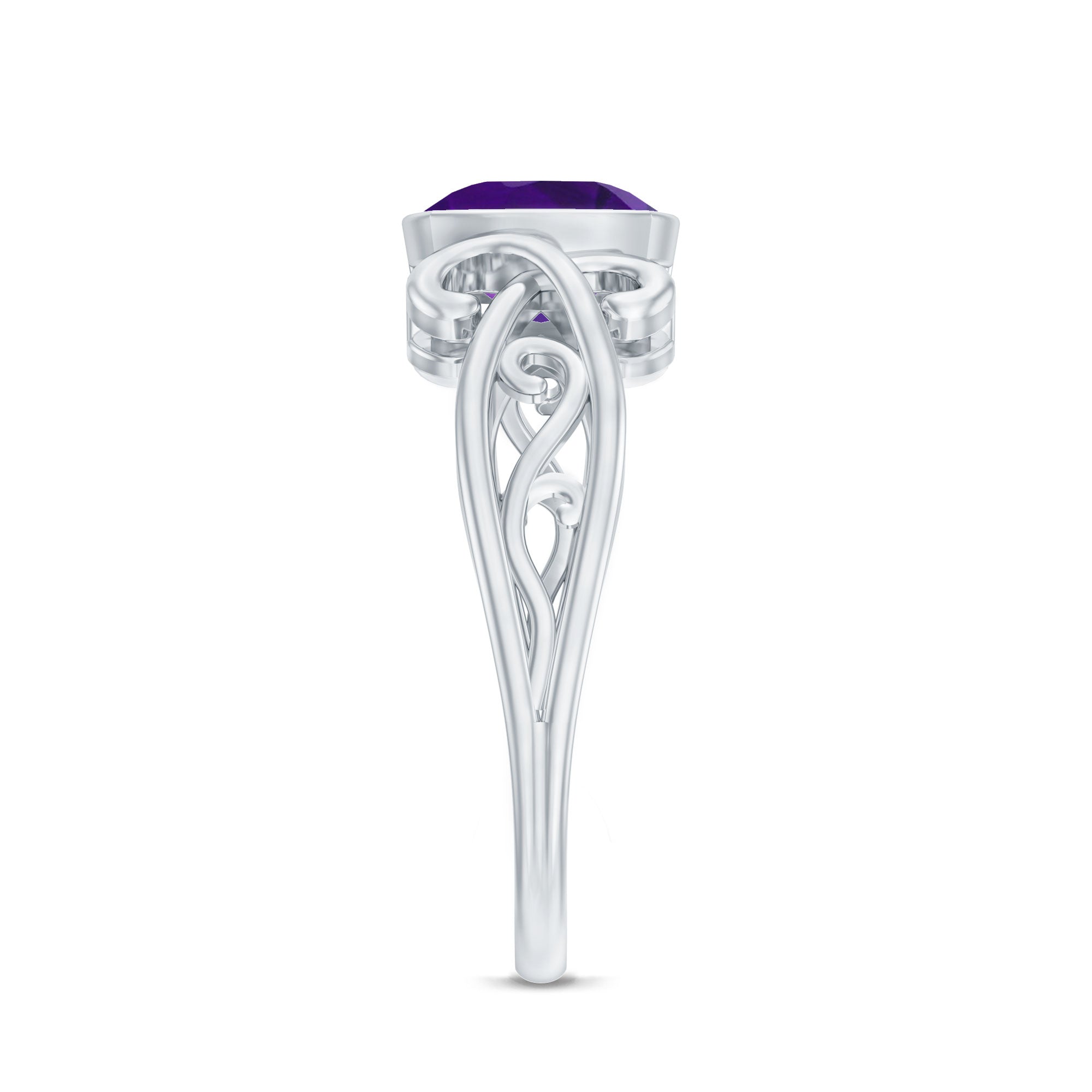 2 CT Vintage Inspired Cushion Cut Amethyst Solitaire Ring