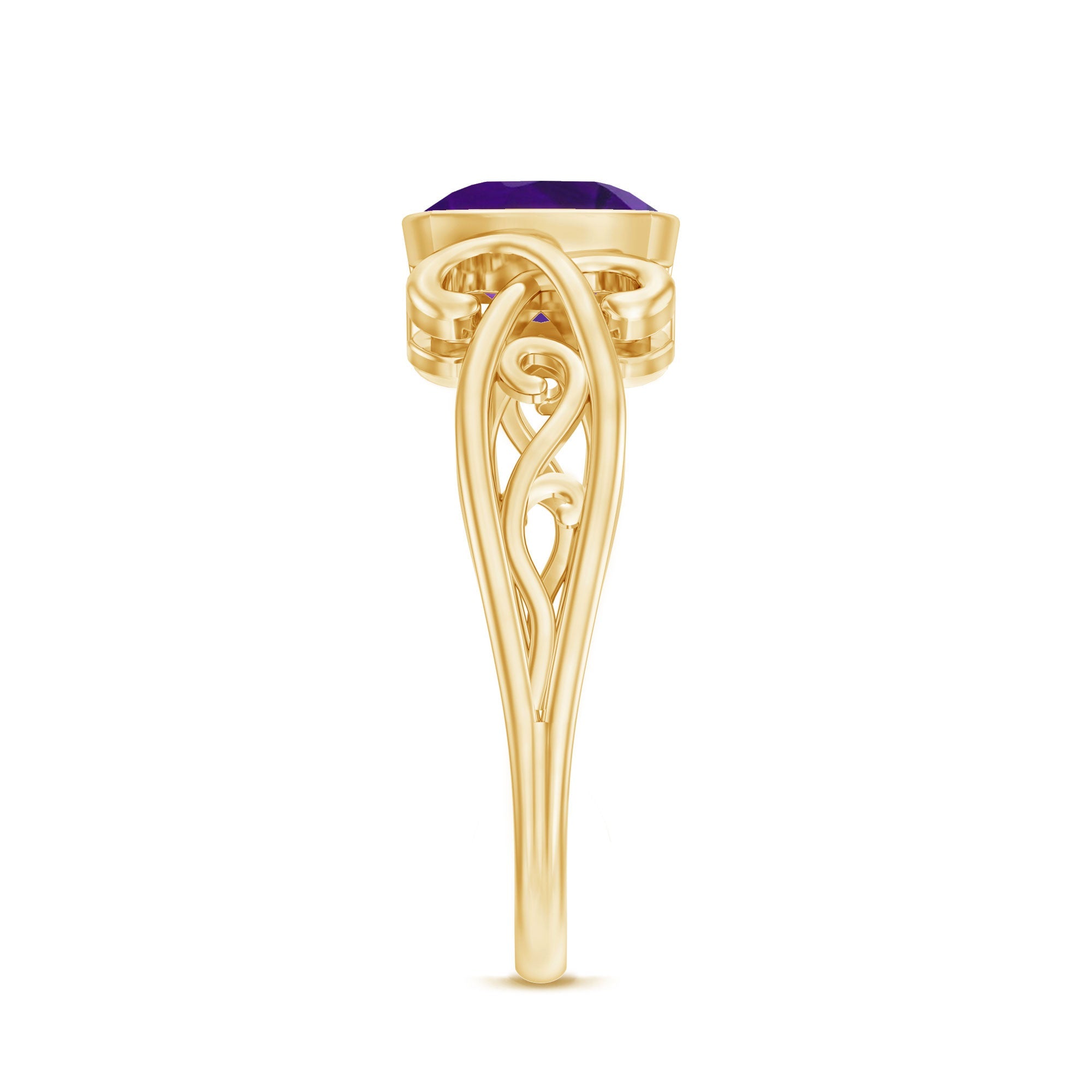 2 CT Vintage Inspired Cushion Cut Amethyst Solitaire Ring