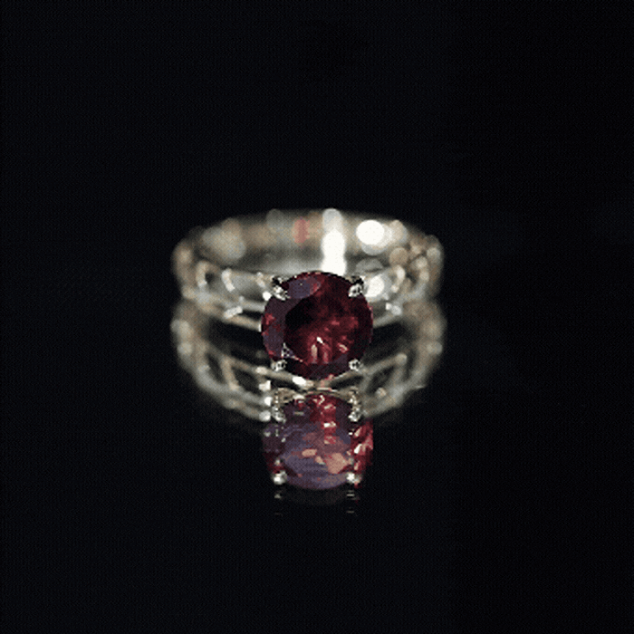 Natural 8mm Garnet Filigree Engagement Ring with Certificate