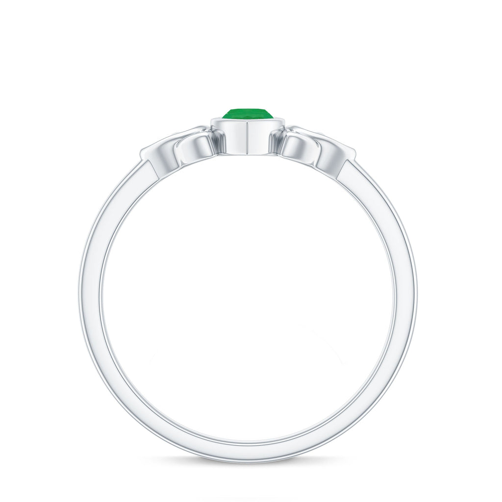 Marquise Cut Natural Emerald Celtic Engagement Ring in Bezel Setting