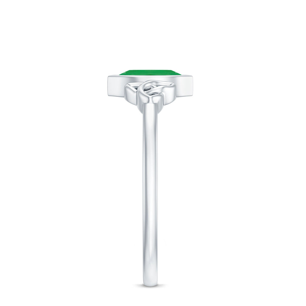 Marquise Cut Natural Emerald Celtic Engagement Ring in Bezel Setting