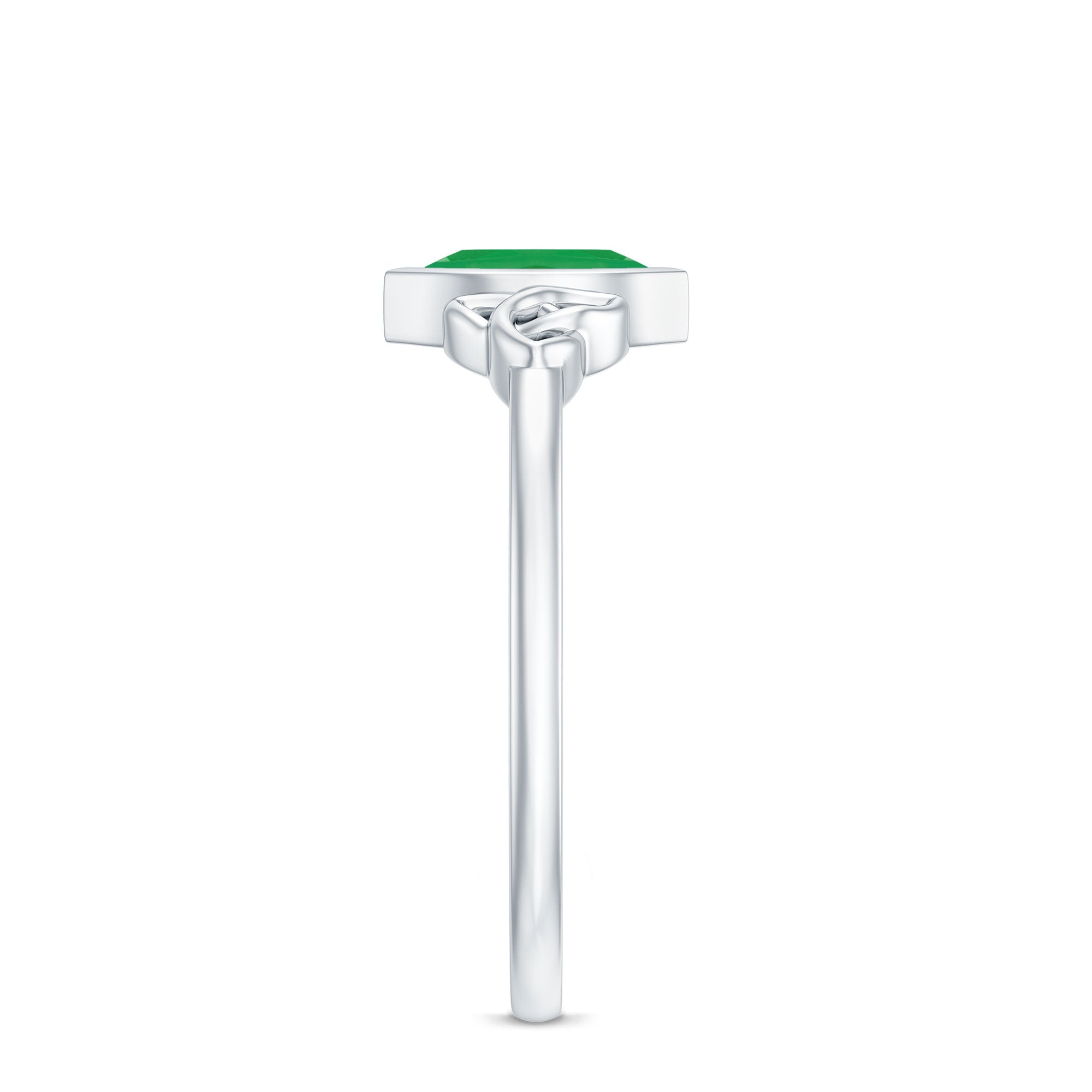 Marquise Cut Natural Emerald Celtic Engagement Ring in Bezel Setting