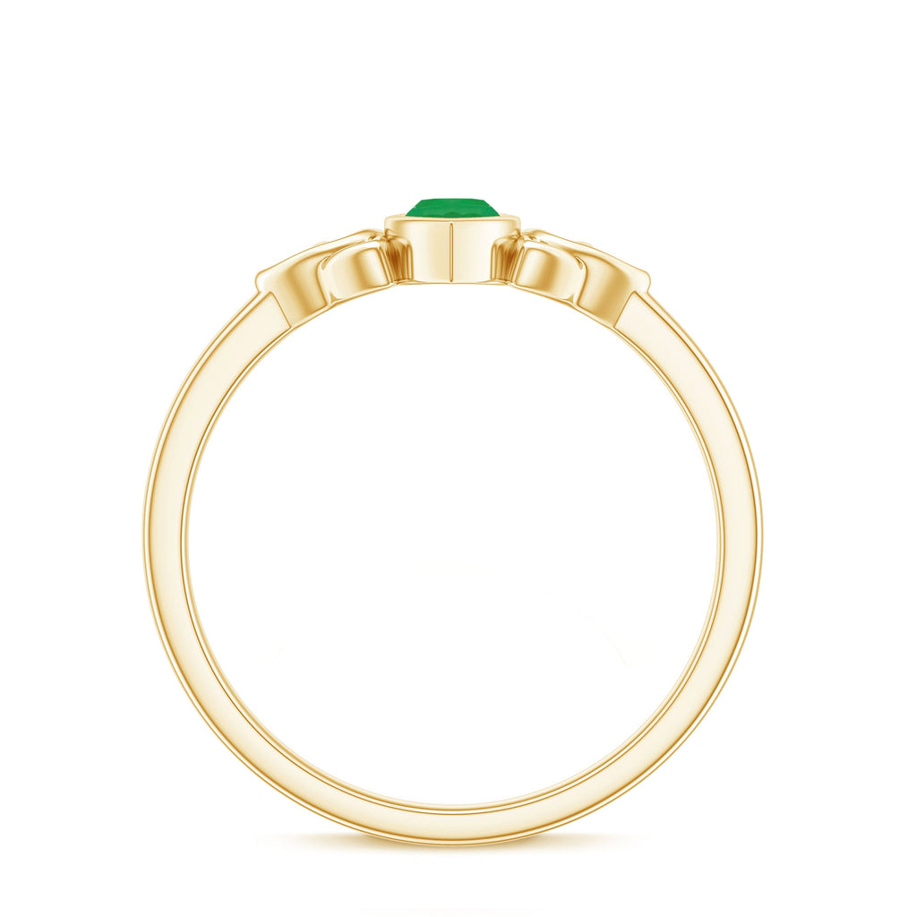 Marquise Cut Natural Emerald Celtic Engagement Ring in Bezel Setting