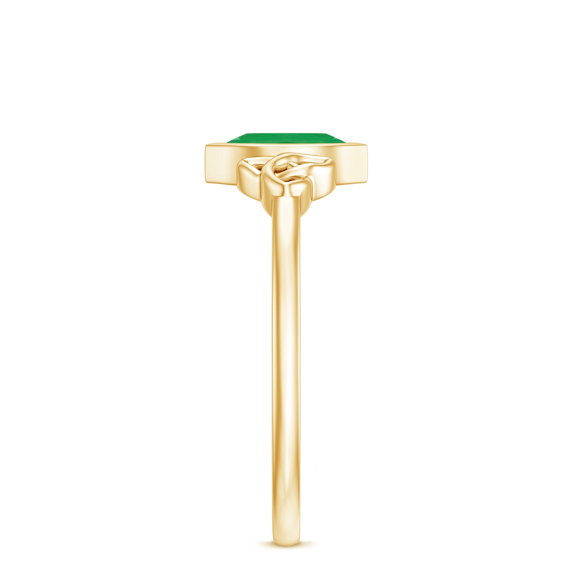 Marquise Cut Natural Emerald Celtic Engagement Ring in Bezel Setting