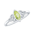 Natural 0.7 Carat Marquise Peridot Promise Ring with Celtic Knot