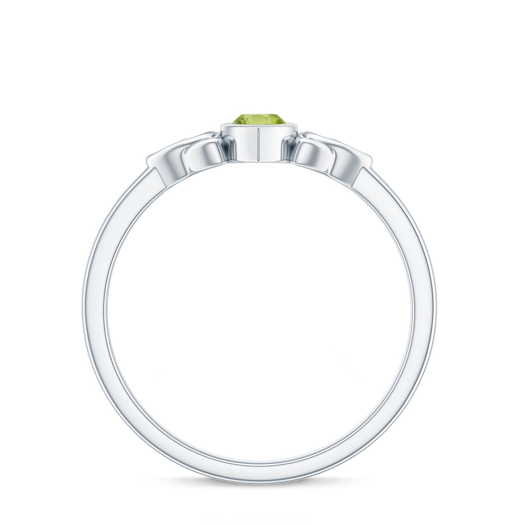 Natural 0.7 Carat Marquise Peridot Promise Ring with Celtic Knot