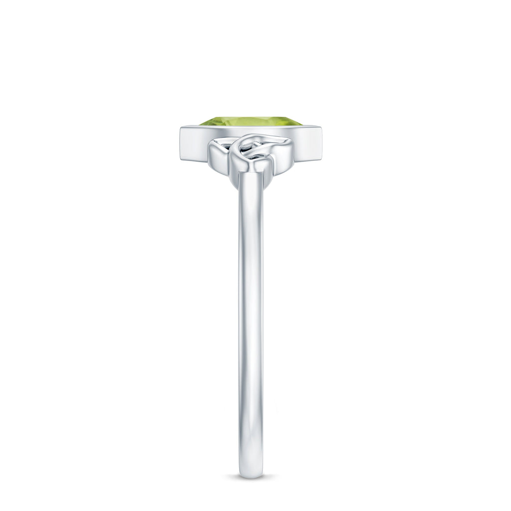 Natural 0.7 Carat Marquise Peridot Promise Ring with Celtic Knot