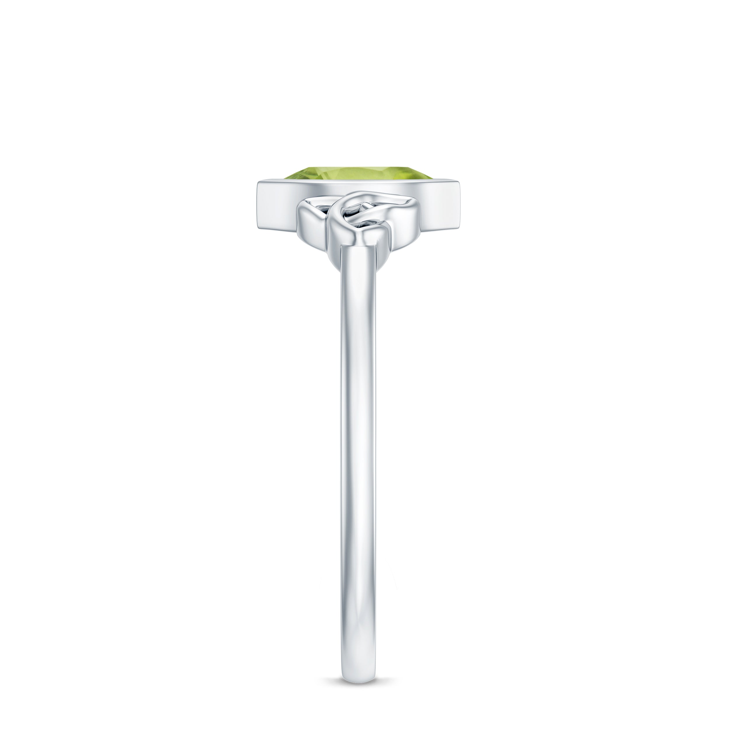Natural 0.7 Carat Marquise Peridot Promise Ring with Celtic Knot