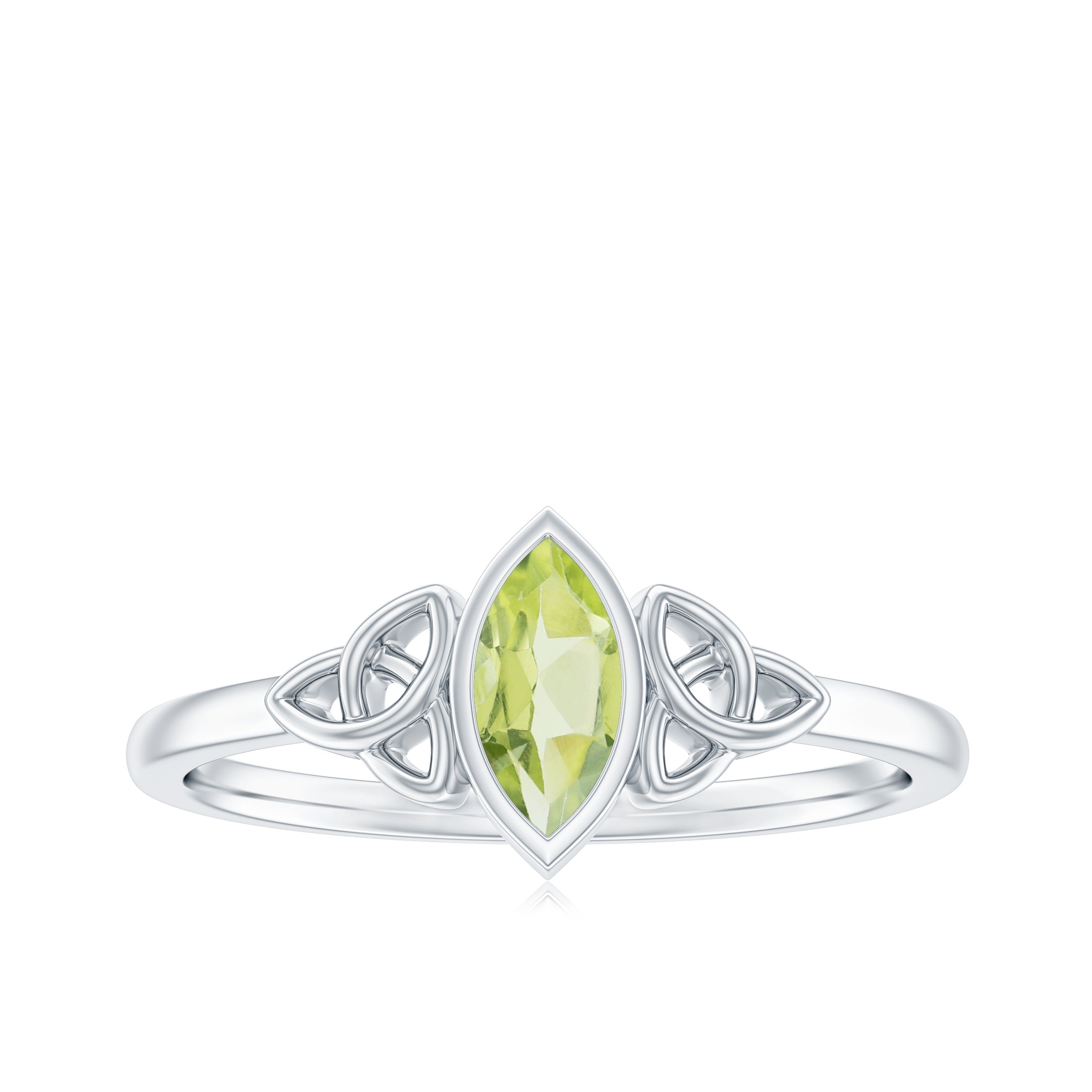 Natural 0.7 Carat Marquise Peridot Promise Ring with Celtic Knot