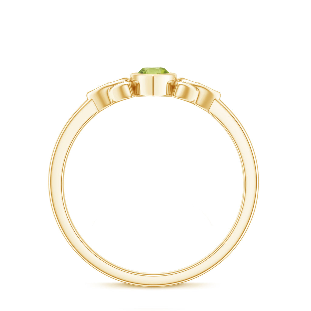 Natural 0.7 Carat Marquise Peridot Promise Ring with Celtic Knot