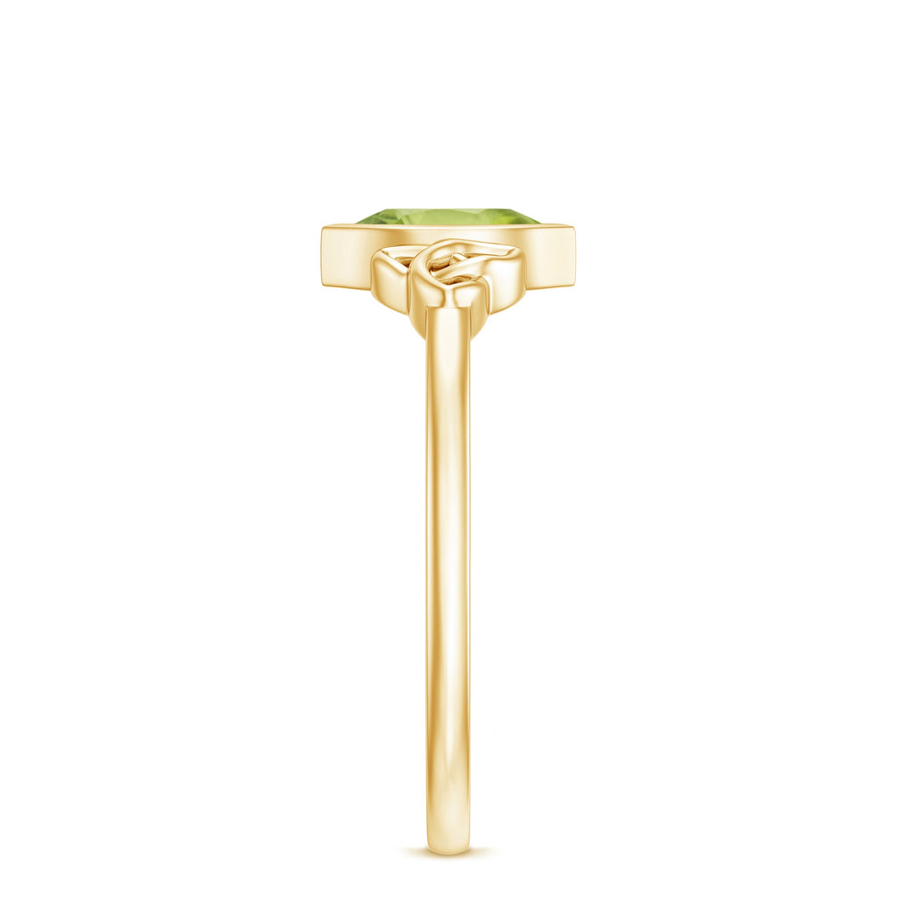 Natural 0.7 Carat Marquise Peridot Promise Ring with Celtic Knot