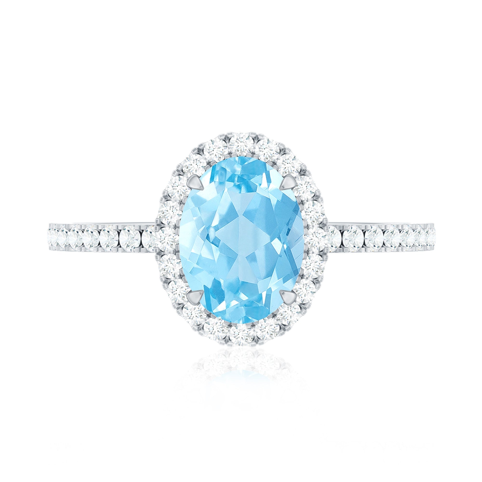 Classic Aquamarine Oval Engagement Ring with Diamond Halo