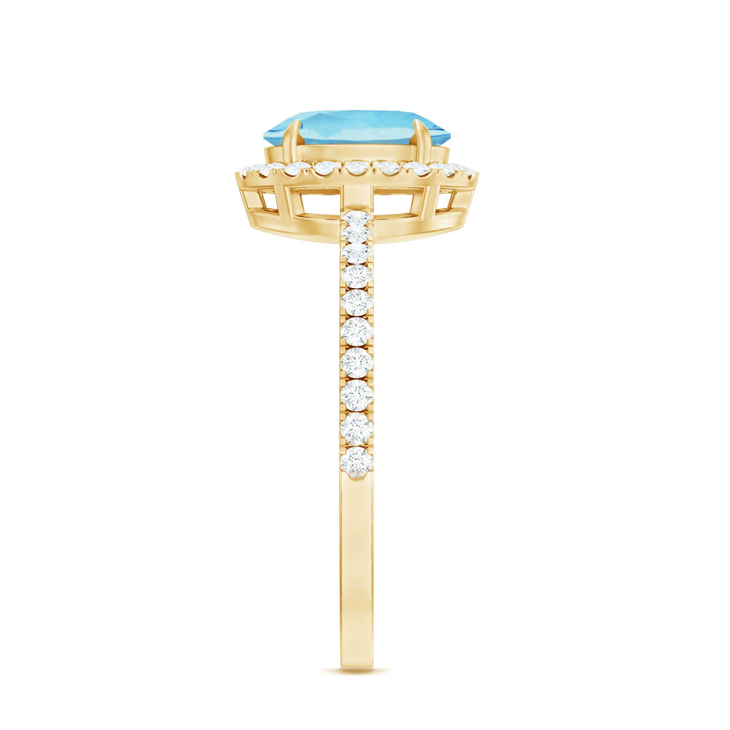 Classic Aquamarine Oval Engagement Ring with Diamond Halo