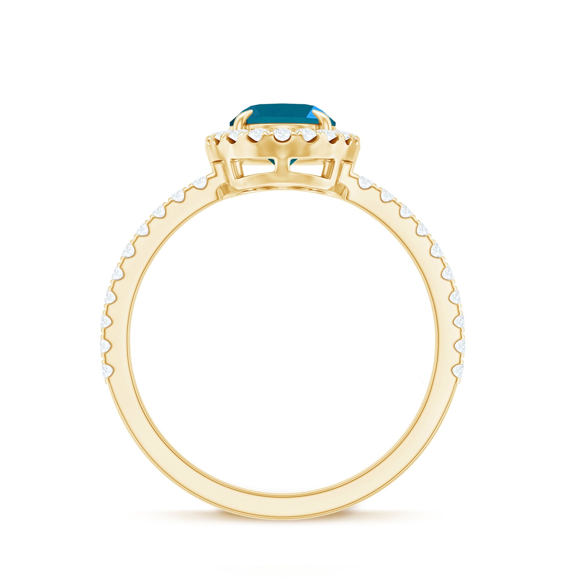Oval 6X8MM London Blue Topaz Halo Engagement Ring