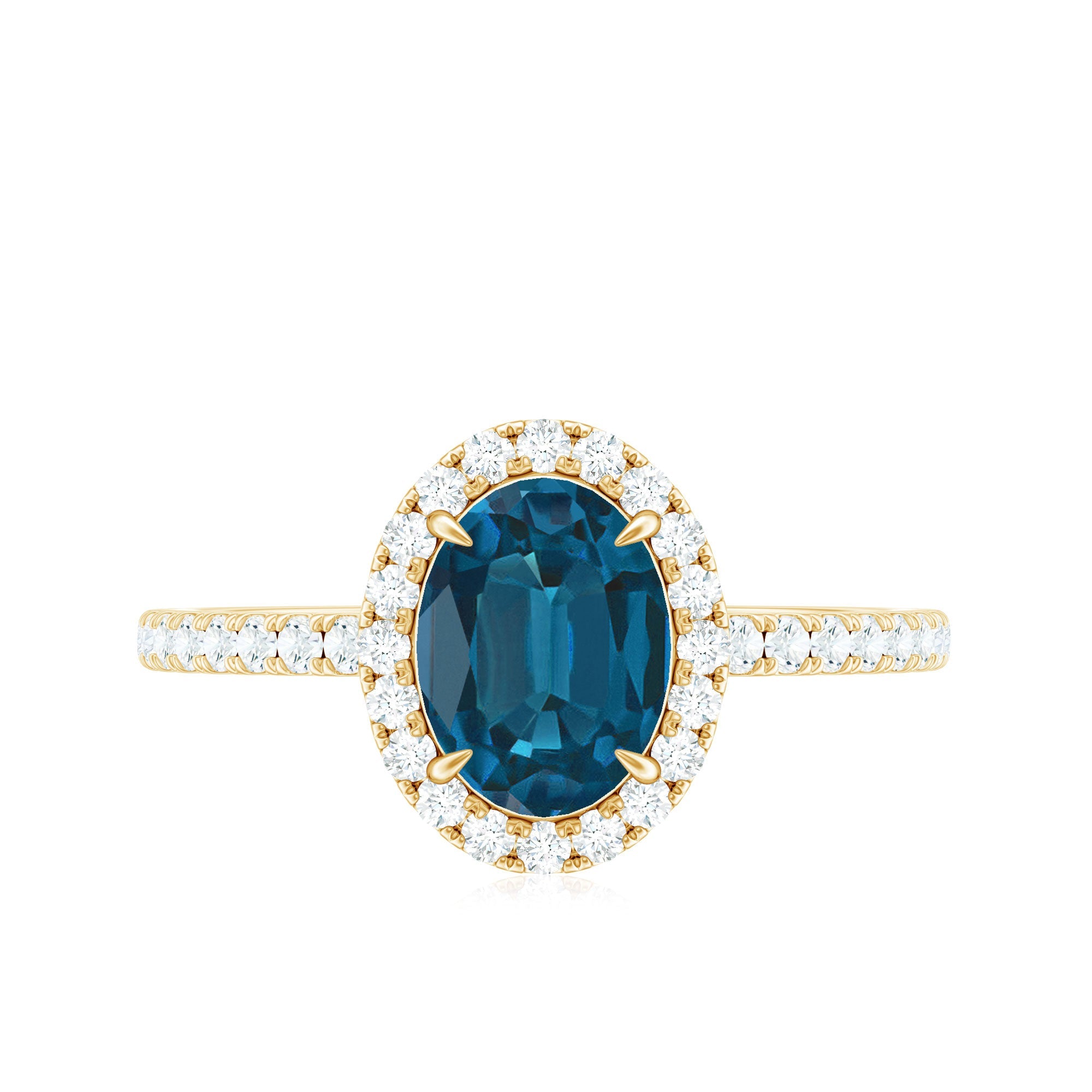 Oval 6X8MM London Blue Topaz Halo Engagement Ring