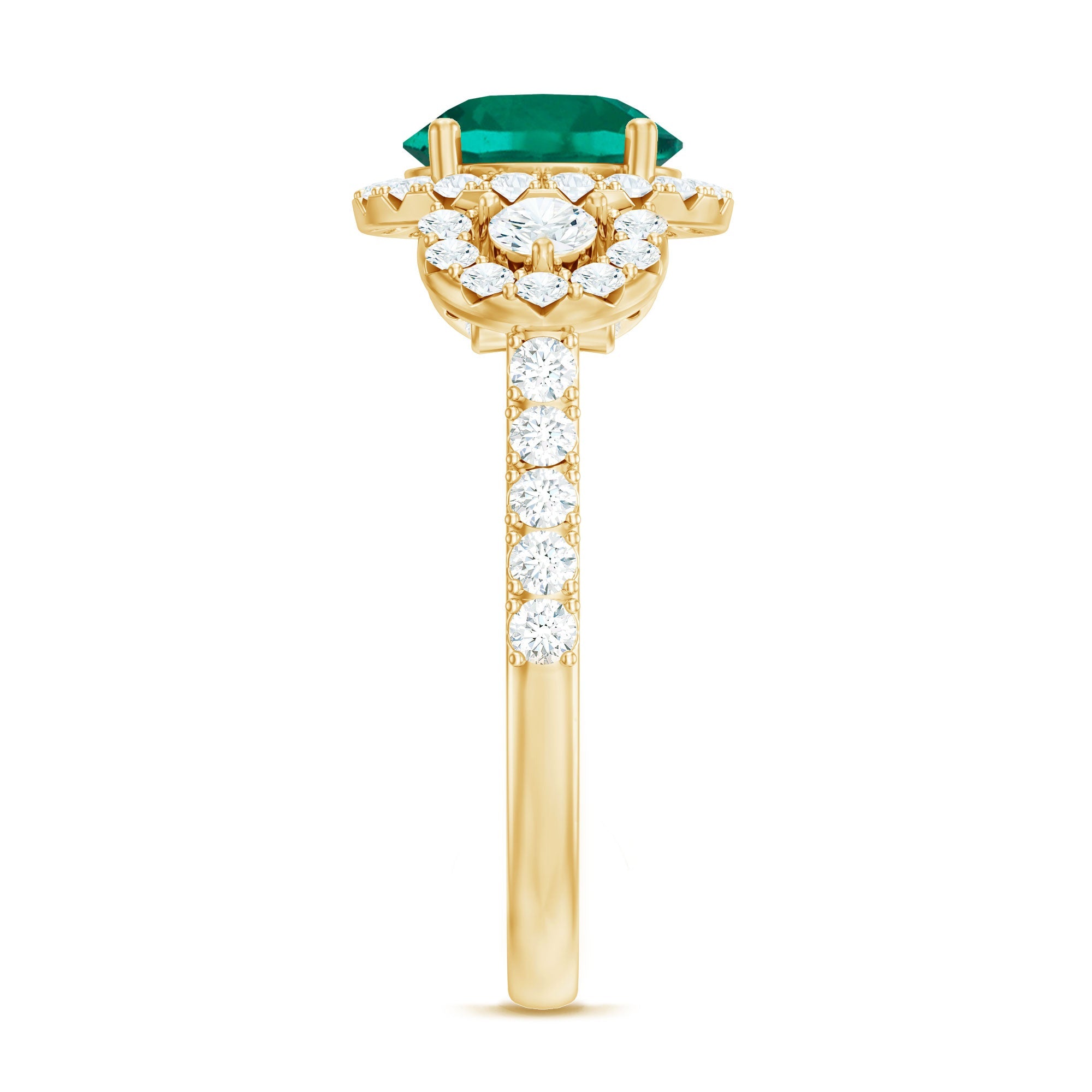 Certified 8mm Lab Grown Emerald Vintage Looking Engagement Ring with Moissanite